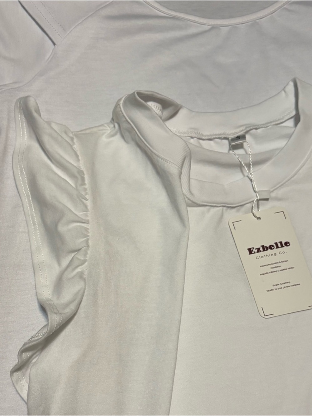 Women's White Ruffle Sleeve Tee